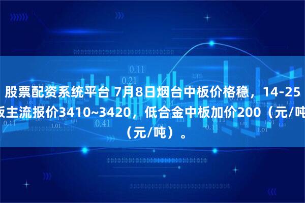 股票配资系统平台 7月8日烟台中板价格稳，14-25普板主流报价3410~3420，低合金中板加价200（元/吨）。