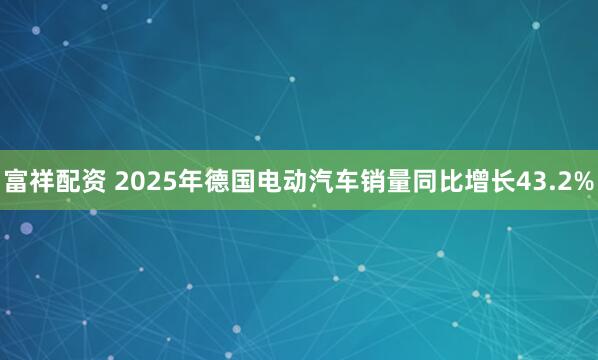 富祥配资 2025年德国电动汽车销量同比增长43.2%