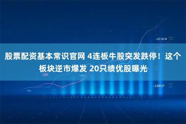 股票配资基本常识官网 4连板牛股突发跌停！这个板块逆市爆发 20只绩优股曝光