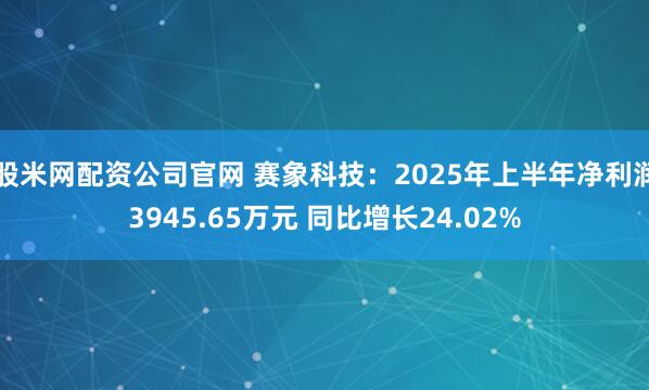 股米网配资公司官网 赛象科技：2025年上半年净利润3945.65万元 同比增长24.02%