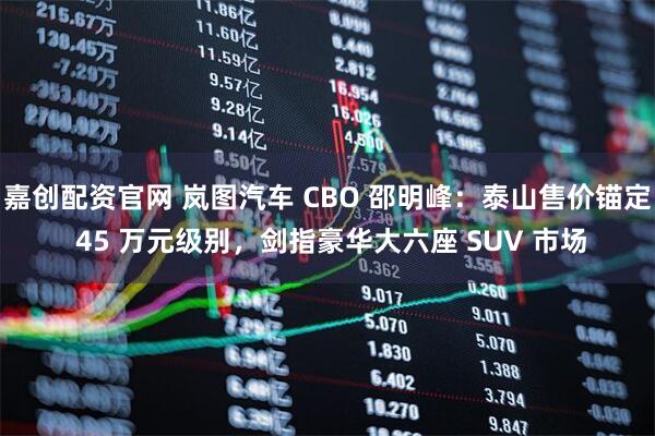 嘉创配资官网 岚图汽车 CBO 邵明峰：泰山售价锚定 45 万元级别，剑指豪华大六座 SUV 市场